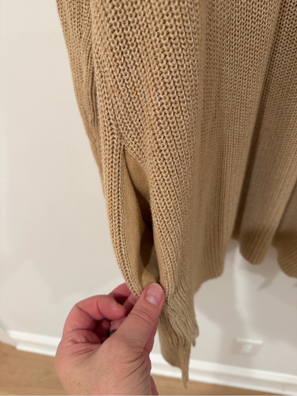 Oversized Tan Open-Front Chunky Knit Cardigan - Picture 4 of 5